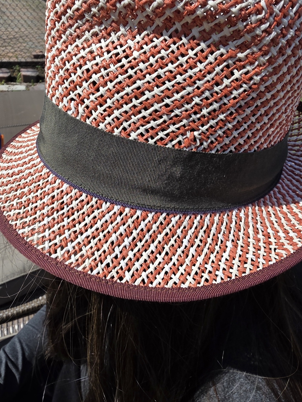Lola Hats Woven Orange and White Fedora with Brown Band, Nwt - Picture 2 of 5